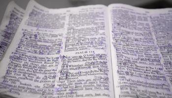 Closeup of a well used Bible