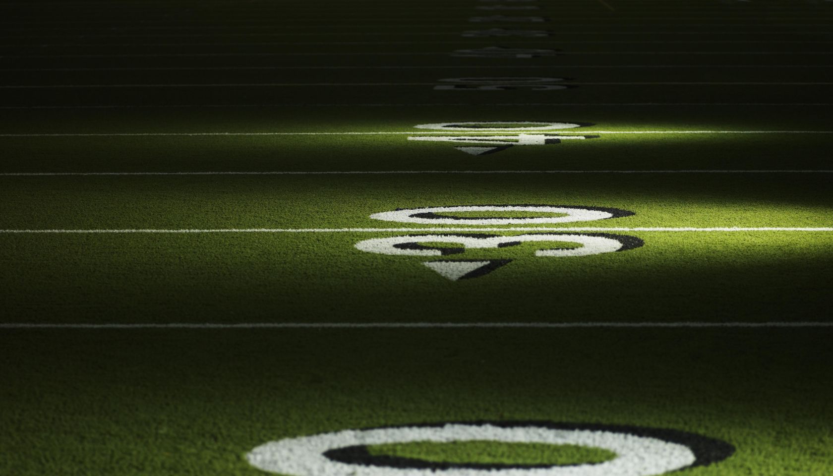 American football field with numbers