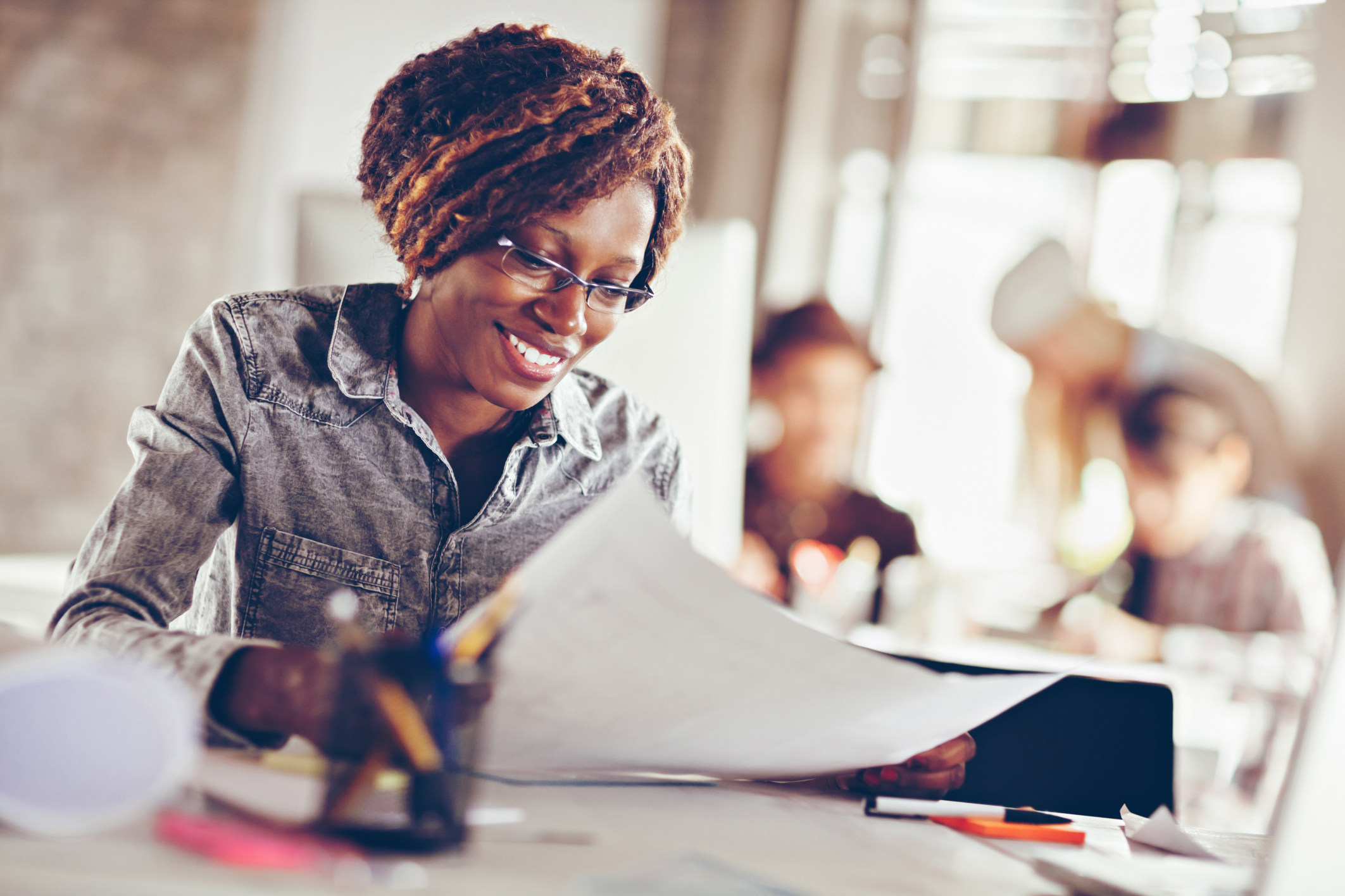 Young woman working on a project