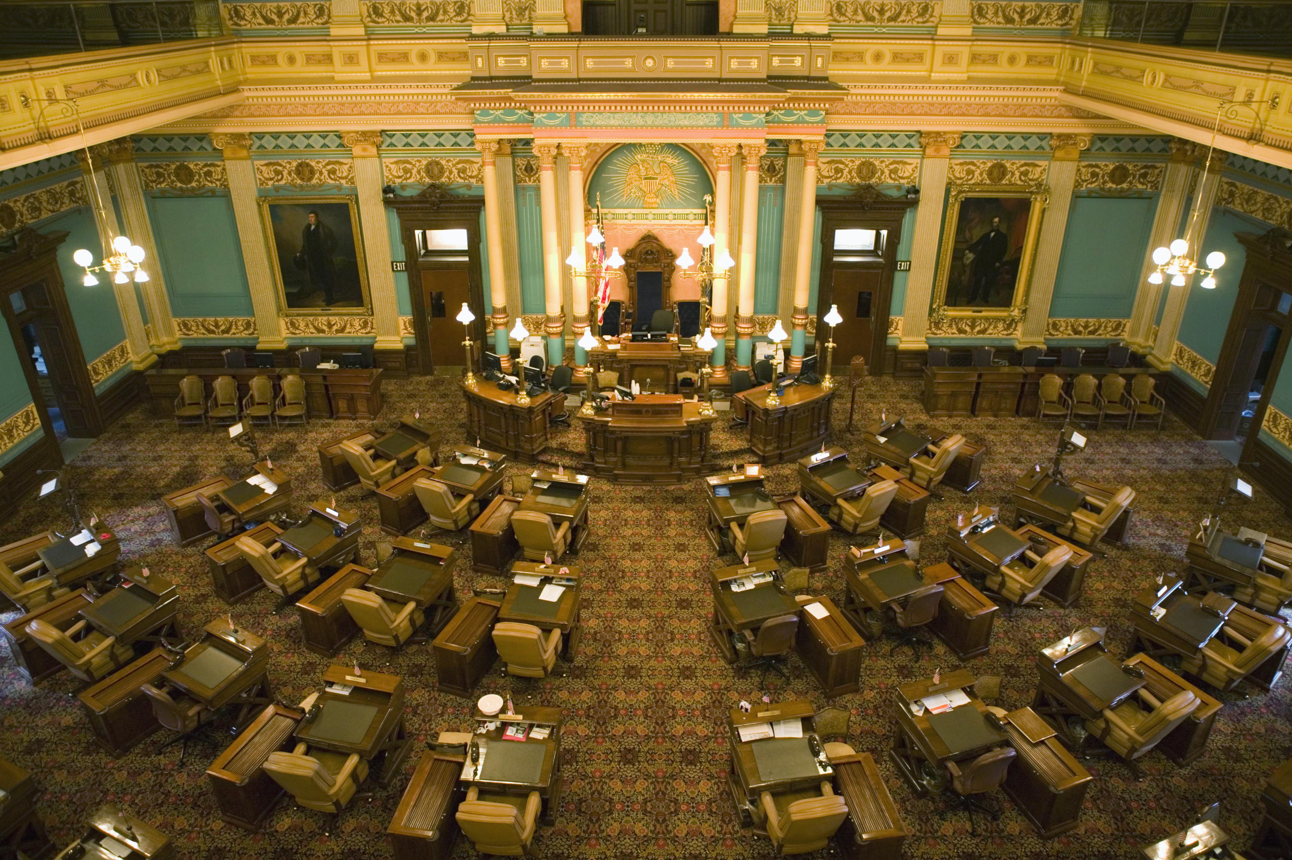 State Senate Chamber in Michigan State Capitol, Lansing, Michigan, USA