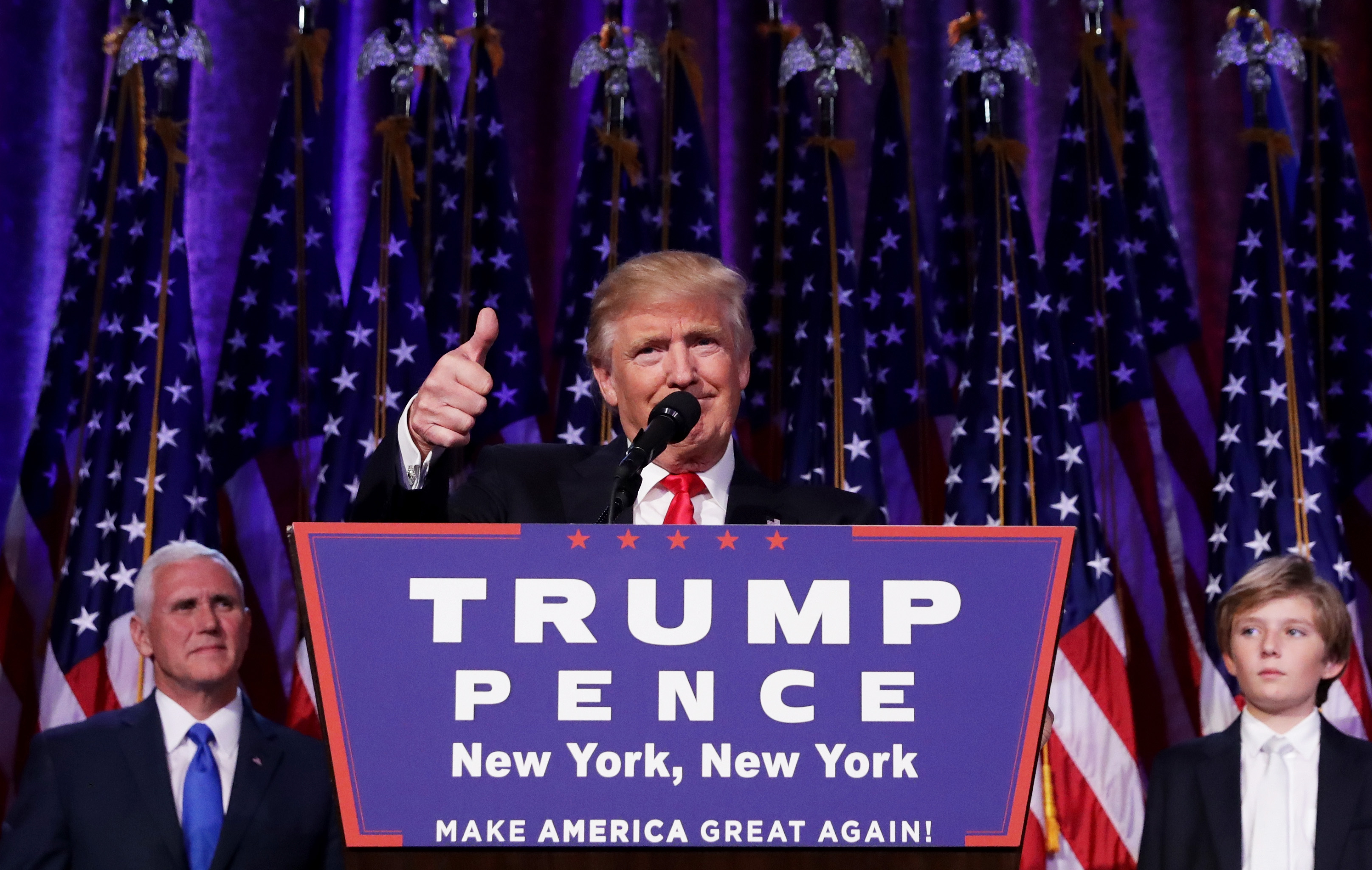 Republican Presidential Nominee Donald Trump Holds Election Night Event In New York City