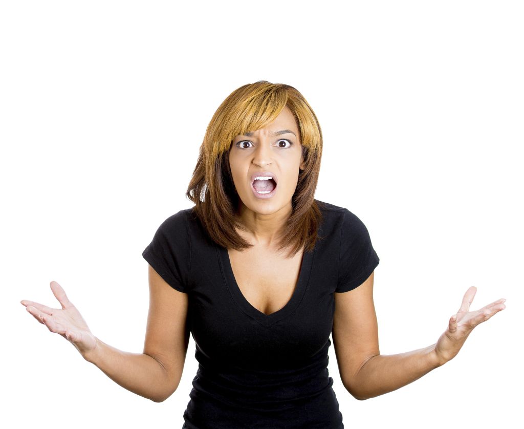 Closeup portrait of angry, upset screaming business woman, boss, student, worker, employee going through conflict in her life, isolated on white background. Negative human emotions, face expressions