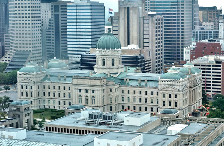 Elevated view of the Indiana Statehouse, Indianapolis, Indiana, USA
