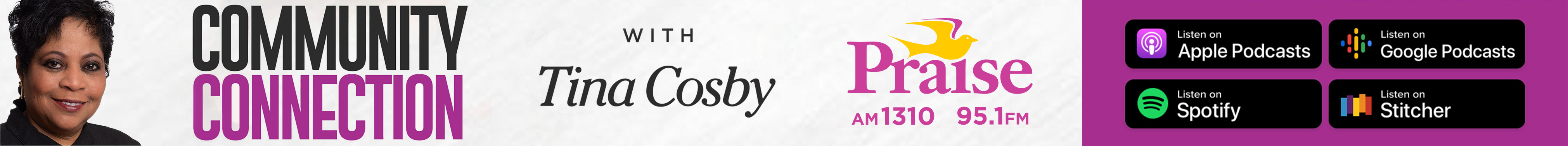 tina cosby banner for community connection on praiseindy