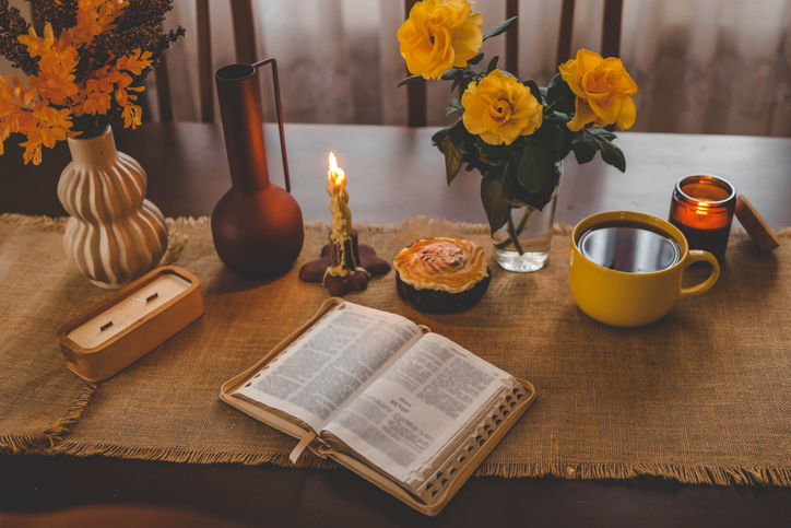 The Bible in a cozy home atmosphere